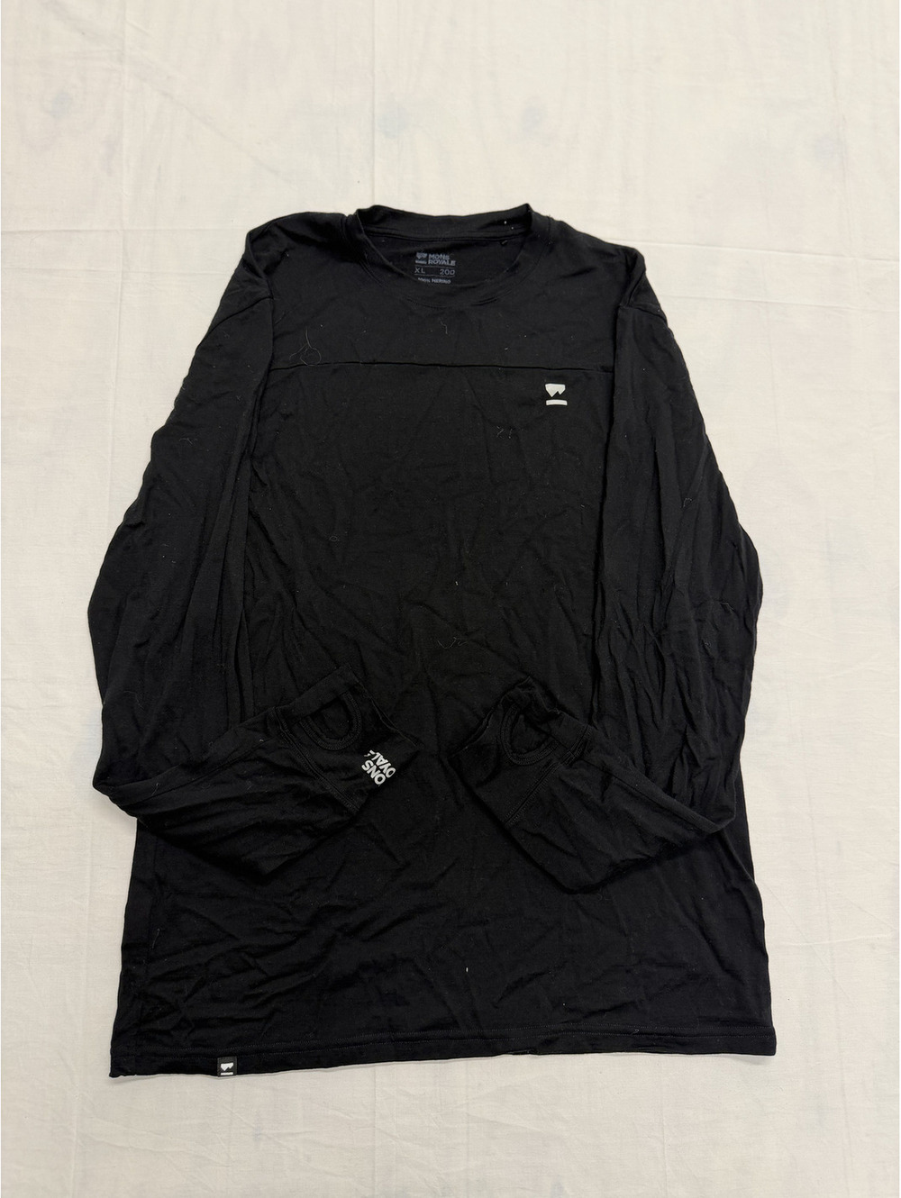 Mons Royale Yotei Merino Classic Black Long Sleeve Shirt - Size Medium